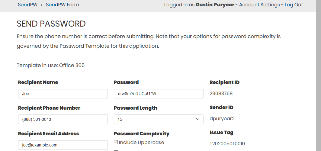 Use strong password minimums for modern applications..